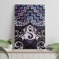 New Zealand Maori Canvas Wall Art Poutama Pikorua Purple Paua Shell LT05 - Polynesian Pride