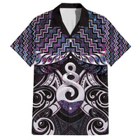 New Zealand Maori Family Matching Long Sleeve Bodycon Dress and Hawaiian Shirt Poutama Pikorua Purple Paua Shell