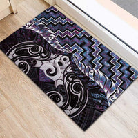 New Zealand Maori Rubber Doormat Poutama Pikorua Purple Paua Shell LT05 - Polynesian Pride