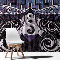 New Zealand Maori Window Curtain Poutama Pikorua Purple Paua Shell LT05 - Polynesian Pride