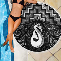New Zealand Maori Beach Blanket Poutama Manaia Black Paua Shell LT05 - Polynesian Pride