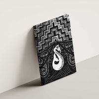 New Zealand Maori Canvas Wall Art Poutama Manaia Black Paua Shell LT05 - Polynesian Pride