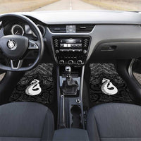 New Zealand Maori Car Mats Poutama Manaia Black Paua Shell LT05 Set 2pcs - Front Black - Polynesian Pride