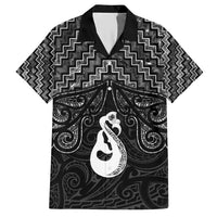 New Zealand Maori Hawaiian Shirt Poutama Manaia Black Paua Shell LT05 Black - Polynesian Pride