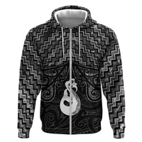 New Zealand Maori Hoodie Poutama Manaia Black Paua Shell