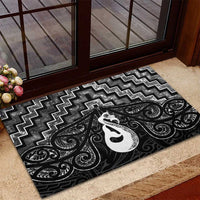 New Zealand Maori Rubber Doormat Poutama Manaia Black Paua Shell LT05 - Polynesian Pride