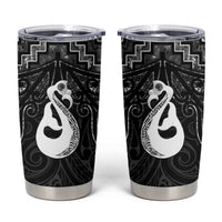 New Zealand Maori Tumbler Cup Poutama Manaia Black Paua Shell LT05 Black - Polynesian Pride
