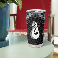 New Zealand Maori Tumbler Cup Poutama Manaia Black Paua Shell LT05 - Polynesian Pride