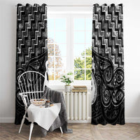 New Zealand Maori Window Curtain Poutama Manaia Black Paua Shell LT05 - Polynesian Pride