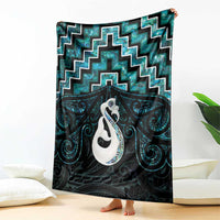 New Zealand Maori Blanket Poutama Manaia Turquoise Paua Shell LT05 - Polynesian Pride