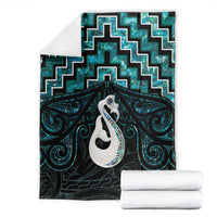 New Zealand Maori Blanket Poutama Manaia Turquoise Paua Shell LT05 - Polynesian Pride