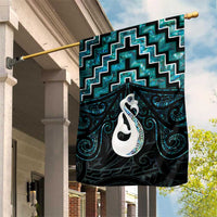New Zealand Maori Garden Flag Poutama Manaia Turquoise Paua Shell LT05 House Flag Turquoise - Polynesian Pride