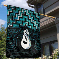 New Zealand Maori Garden Flag Poutama Manaia Turquoise Paua Shell LT05 - Polynesian Pride