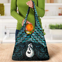 New Zealand Maori Grocery Bag Poutama Manaia Turquoise Paua Shell LT05 - Polynesian Pride