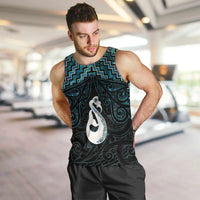 New Zealand Maori Men Tank Top Poutama Manaia Turquoise Paua Shell LT05 Turquoise - Polynesian Pride