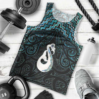 New Zealand Maori Men Tank Top Poutama Manaia Turquoise Paua Shell LT05 - Polynesian Pride