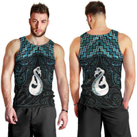 New Zealand Maori Men Tank Top Poutama Manaia Turquoise Paua Shell LT05 - Polynesian Pride