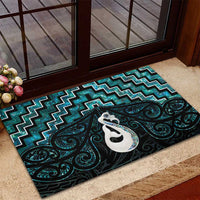 New Zealand Maori Rubber Doormat Poutama Manaia Turquoise Paua Shell LT05 - Polynesian Pride