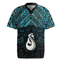 New Zealand Maori Rugby Jersey Poutama Manaia Turquoise Paua Shell