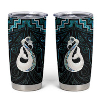 New Zealand Maori Tumbler Cup Poutama Manaia Turquoise Paua Shell LT05 Turquoise - Polynesian Pride