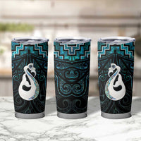 New Zealand Maori Tumbler Cup Poutama Manaia Turquoise Paua Shell LT05 - Polynesian Pride