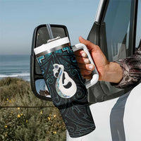 New Zealand Maori Tumbler With Handle Poutama Manaia Turquoise Paua Shell LT05 - Polynesian Pride
