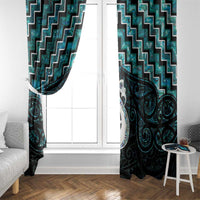New Zealand Maori Window Curtain Poutama Manaia Turquoise Paua Shell LT05 - Polynesian Pride