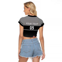 Custom New Zealand Cricket Raglan Cropped T Shirt Black Cap Unbeatable LT05 - Polynesian Pride