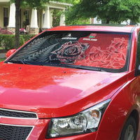 New Zealand And England Rugby Auto Sun Shade Red Rose Mix Maori Pattern - Polynesian Pride