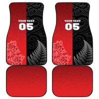 New Zealand And England Rugby Custom Car Mats Red Rose Mix Maori Pattern LT05 - Polynesian Pride