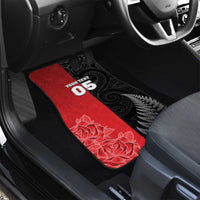 New Zealand And England Rugby Custom Car Mats Red Rose Mix Maori Pattern LT05 - Polynesian Pride