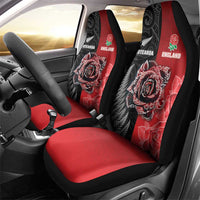 New Zealand And England Rugby Car Seat Cover Red Rose Mix Maori Pattern - Polynesian Pride