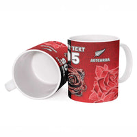 New Zealand And England Rugby Custom Ceramic Mug Red Rose Mix Maori Pattern - Polynesian Pride