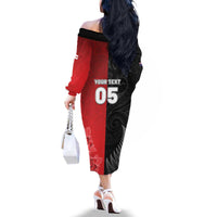 New Zealand And England Rugby Custom Family Matching Off The Shoulder Long Sleeve Dress and Hawaiian Shirt Red Rose Mix Maori Pattern - Polynesian Pride