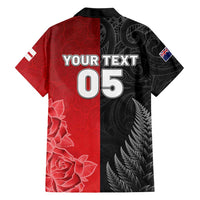 New Zealand And England Rugby Custom Family Matching Summer Maxi Dress and Hawaiian Shirt Red Rose Mix Maori Pattern - Polynesian Pride