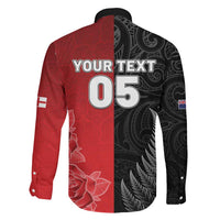 New Zealand And England Rugby Custom Family Matching Summer Maxi Dress and Hawaiian Shirt Red Rose Mix Maori Pattern - Polynesian Pride