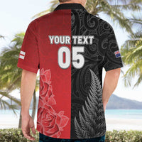 New Zealand And England Rugby Custom Hawaiian Shirt Red Rose Mix Maori Pattern LT05 - Polynesian Pride