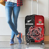 New Zealand And England Rugby Luggage Cover Red Rose Mix Maori Pattern - Polynesian Pride