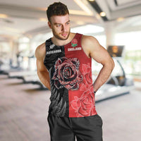 New Zealand And England Rugby Custom Men Tank Top Red Rose Mix Maori Pattern - Polynesian Pride