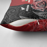 New Zealand And England Rugby Pillow Cover Red Rose Mix Maori Pattern - Polynesian Pride