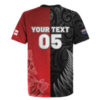 New Zealand And England Rugby Custom Rugby Jersey Red Rose Mix Maori Pattern - Polynesian Pride