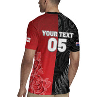 New Zealand And England Rugby Custom Rugby Jersey Red Rose Mix Maori Pattern - Polynesian Pride