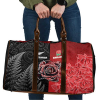 New Zealand And England Rugby Travel Bag Red Rose Mix Maori Pattern - Polynesian Pride