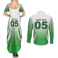 Custom Cook Islands Avaiki Rugby Couples Matching Summer Maxi Dress and Long Sleeve Button Shirt Go Champions LT05 - Polynesian Pride