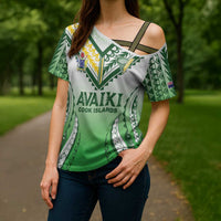 Custom Cook Islands Avaiki Rugby Cross Shoulder Shirt Go Champions LT05 - Polynesian Pride