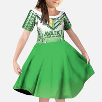 Custom Cook Islands Avaiki Rugby Family Matching Off The Shoulder Long Sleeve Dress and Hawaiian Shirt Go Champions - Polynesian Pride