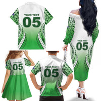 Custom Cook Islands Avaiki Rugby Family Matching Off The Shoulder Long Sleeve Dress and Hawaiian Shirt Go Champions - Polynesian Pride