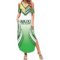 Custom Cook Islands Avaiki Rugby Family Matching Summer Maxi Dress and Hawaiian Shirt Go Champions - Polynesian Pride