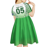 Custom Cook Islands Avaiki Rugby Kid Short Sleeve Dress Go Champions LT05 - Polynesian Pride