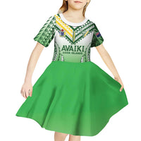 Custom Cook Islands Avaiki Rugby Kid Short Sleeve Dress Go Champions LT05 - Polynesian Pride